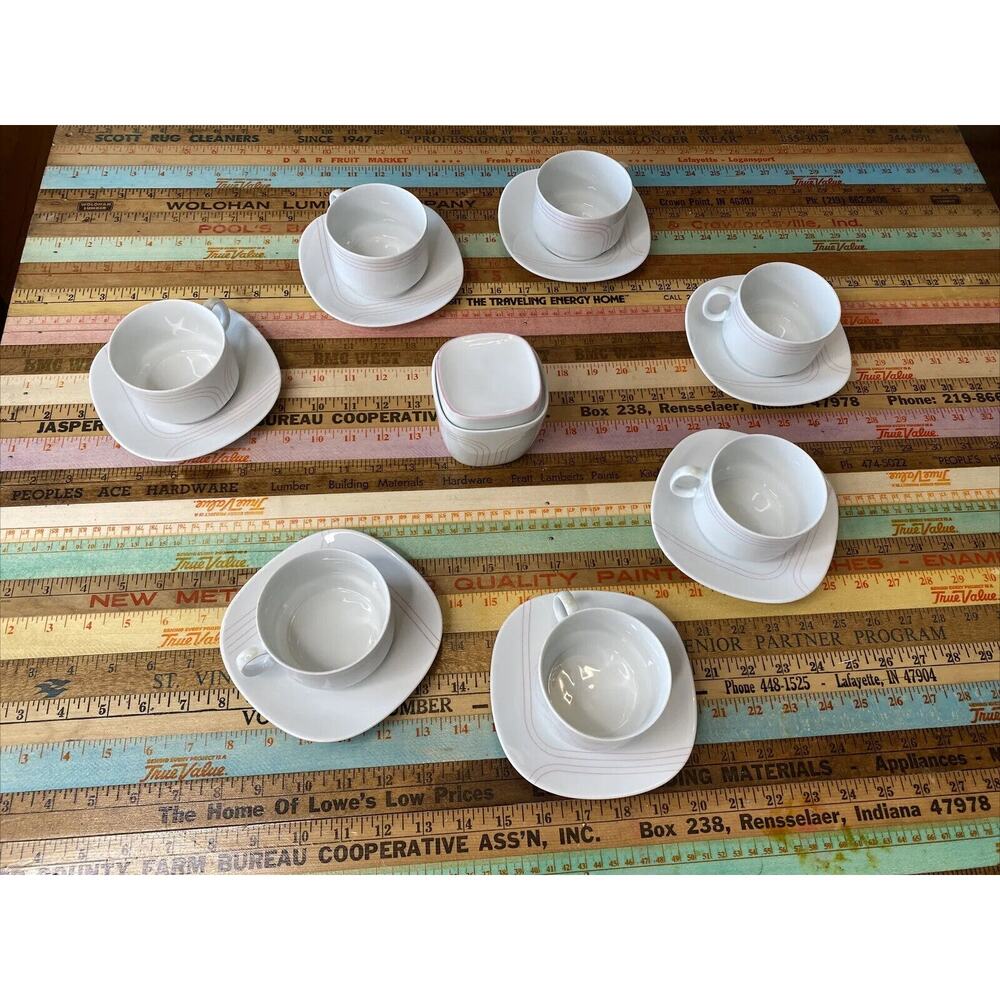 VINTAGE Porcelain Tea Set Schirnding Bavaria 214 Germany MCM 7 Cups Sugar 324